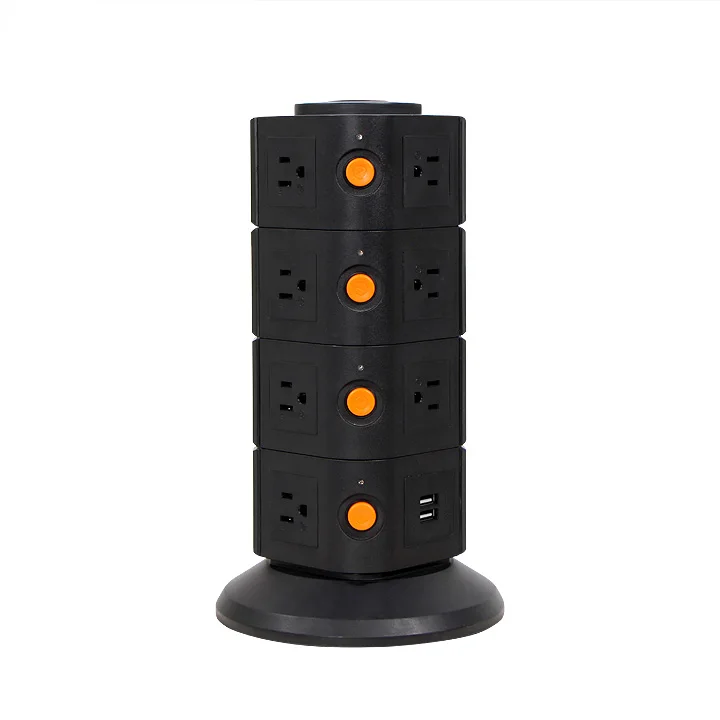 American Tower Surge Protector Vertical Power Extension Socket Strips 15 Ac Outlet 2 Usb Ports