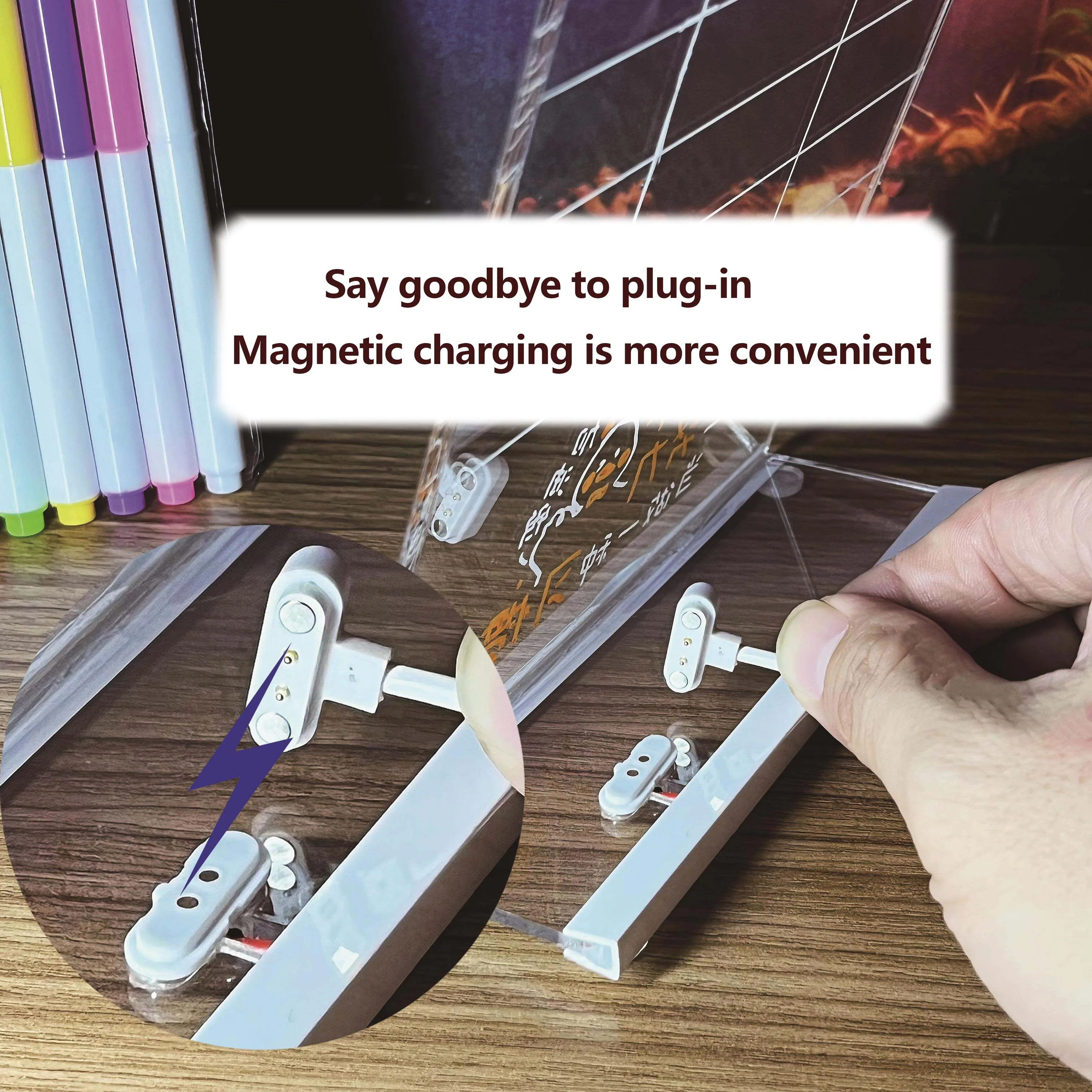 Led Night Light USB Message Board Holiday Light With Pen Acrylic Sign Holder A4 Photo Frame Table Menu Display Stand