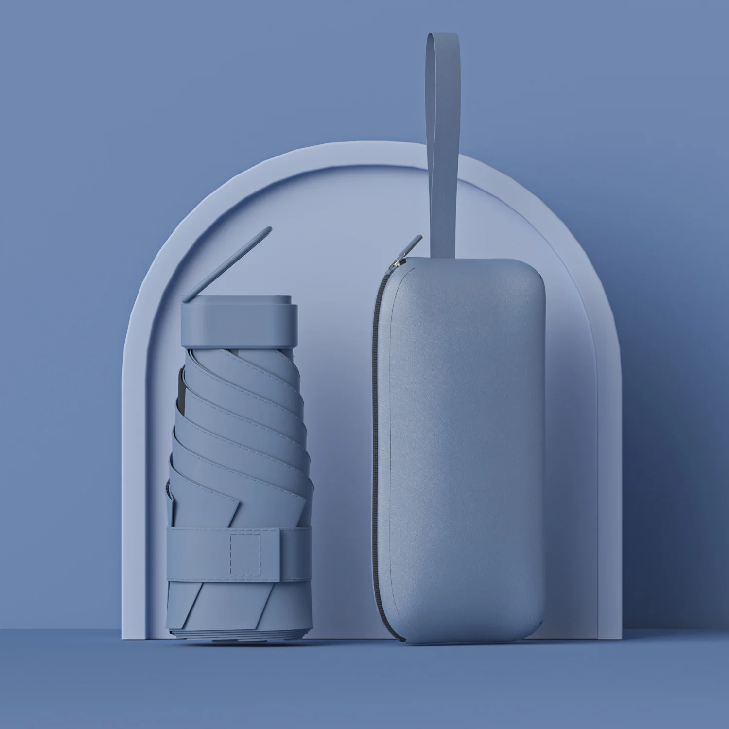 UV protection umbrellas with leather zipper bag , custom 6 folding Sunny umbrella with logo for girls