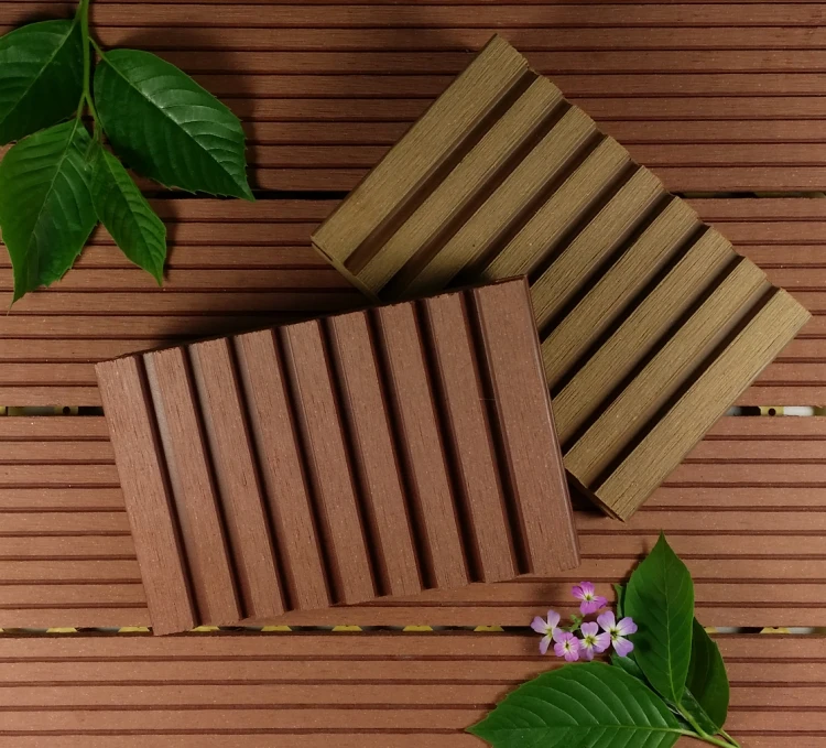 Recycled wood plastic composite decking floor