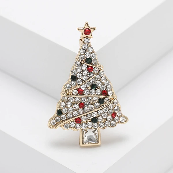 Wholesale Custom Rhinestone Brooch Christmas Tree Brooches For Kids Brooch Pin