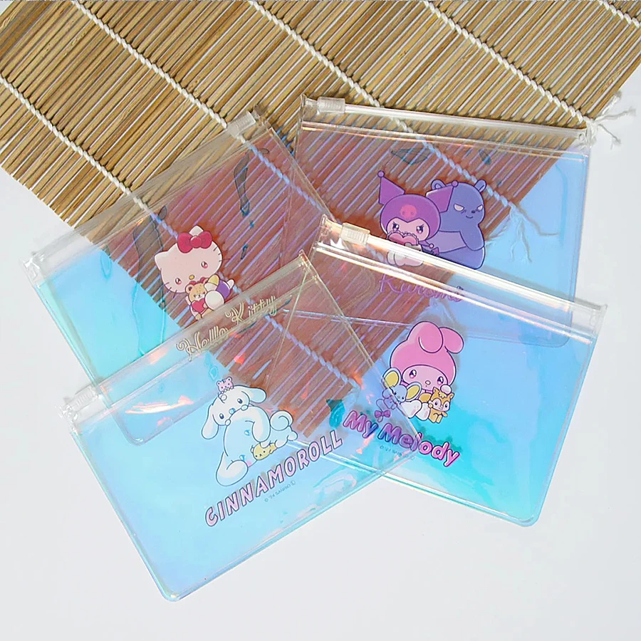 Biodegradable Plastic Bracelet Jewellery Ring Packaging Pouch Bag Holographic Pvc Zipper Bags With Cartoon Pattern
