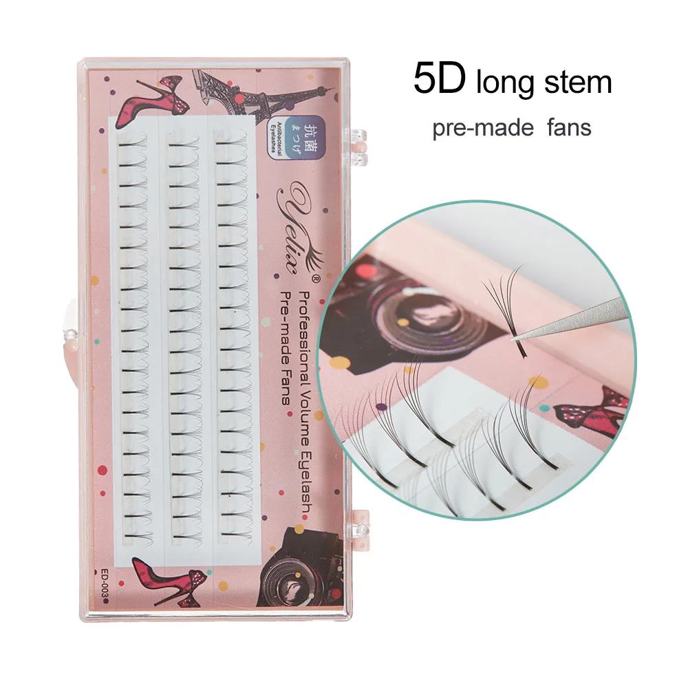 Yelix High Quality Russian Volume Lashes Long Stem Premade Fan Eyelash Extension for Manufacturers