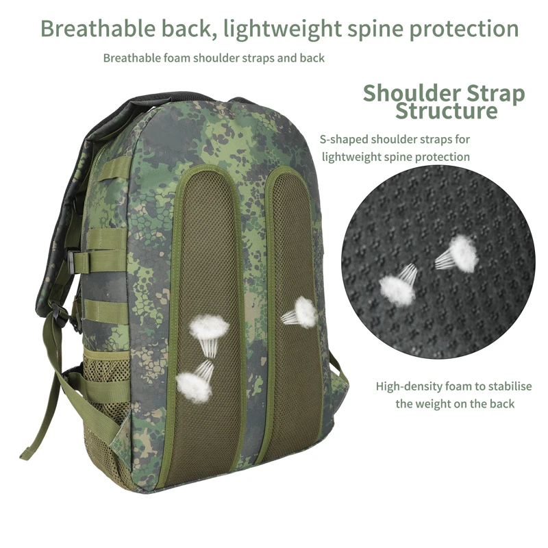 Rucksack Gear Assault Pack Daypack 3 Day Bug Out Bag with Bottle Holder Camo Tactical Hunting Molle Travel Backpack