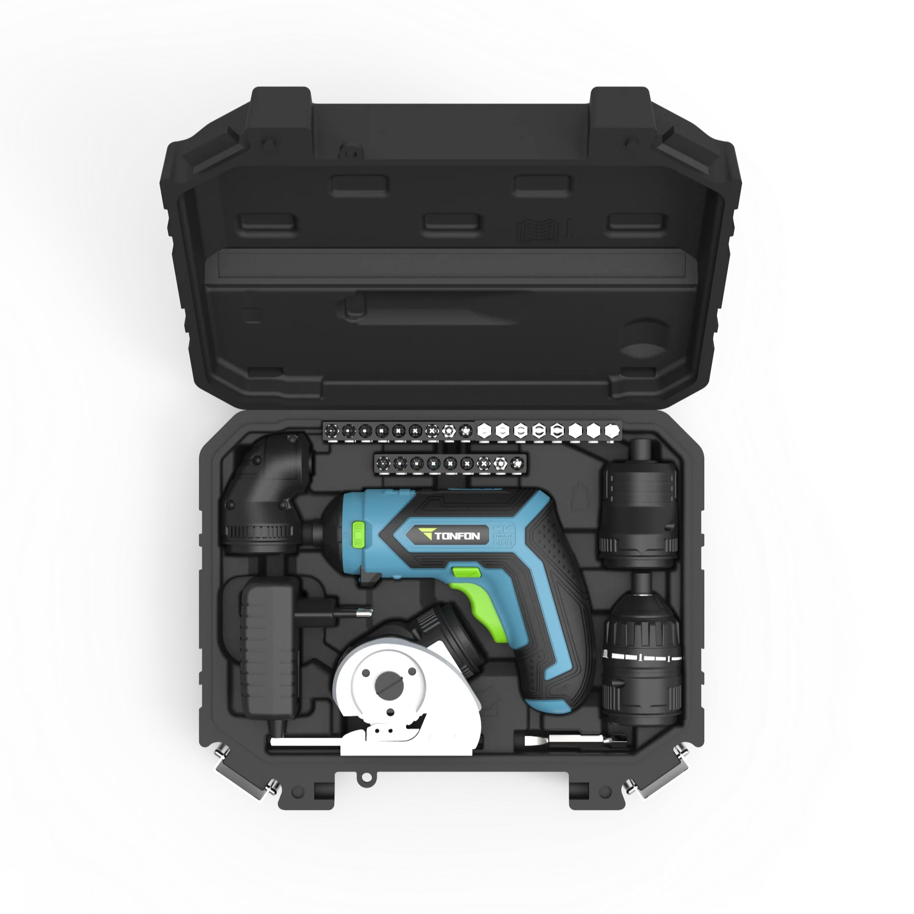 3.6V multifunction cordless screwdriver with interchangeable attachments