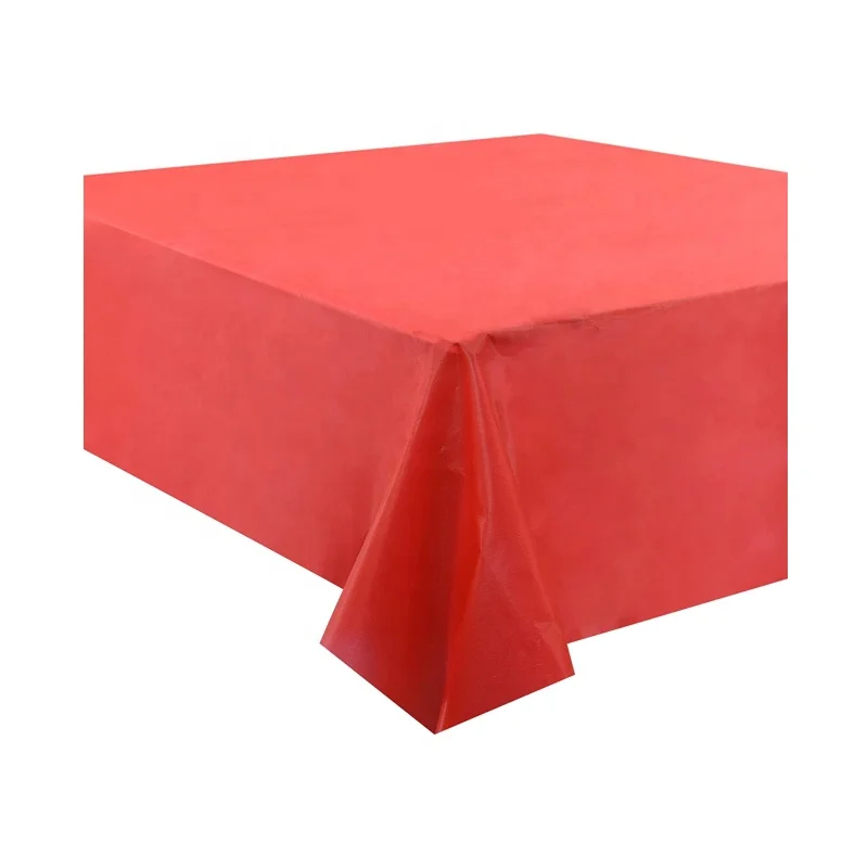 Disposable Tablecloths Birthday Party Plastic Fitted Table Cover Handmade Carton Packing Square Modern Solid Plain Dyed PEVA