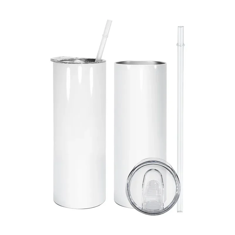 RTS USA WAREHOUSE Fast Shipping 20oz Stainless Steel Sublimation Blank Straight Tumbler with Lid Straw