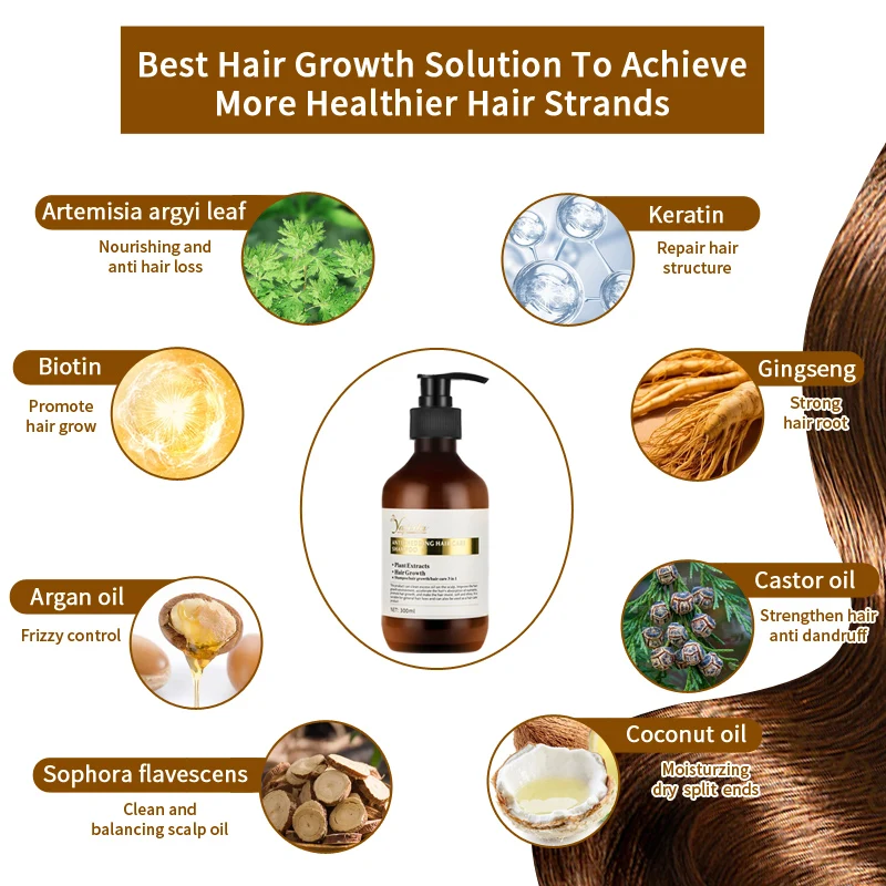 Free Sample Provide Wholesale Chinese Herbal Polygonum Multiflorum Fast Hair Growth Shampoo and Conditioner for Thinning Hair