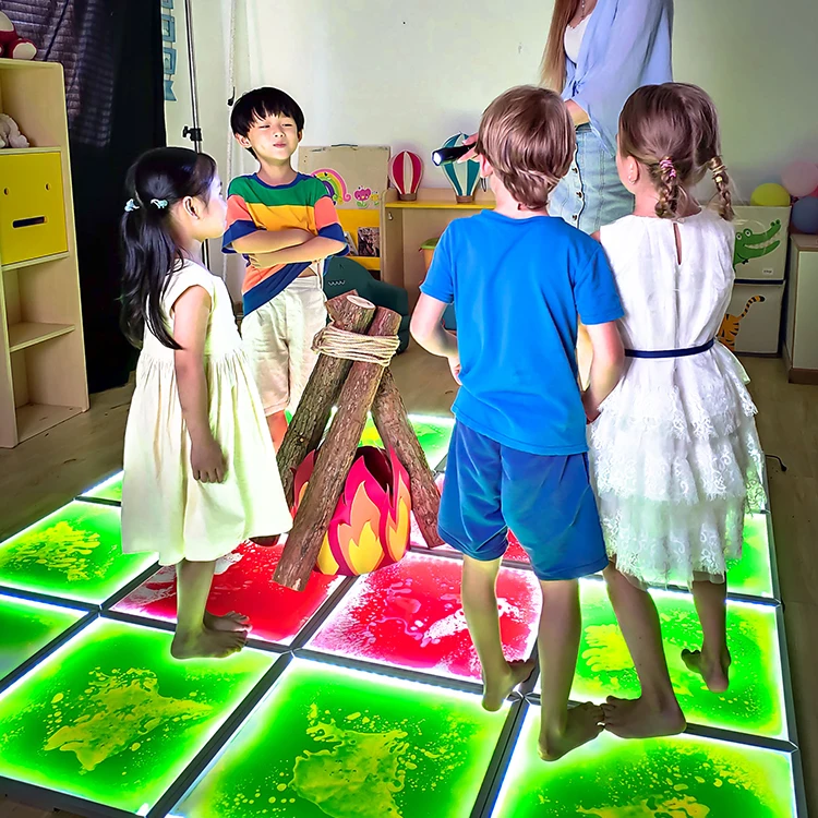 Sensory Led Liquid Floor Kids Sensory Play Party Interactive 3d Dynamic Light Up Floor Tiles Led Floor Screen Tiles Panels