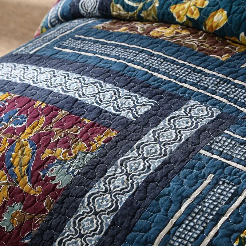 America Vintage New Simple Hand Patchwork Cotton Bedspread Pillowcase Set Super Cozy Coverlet Home Textile Bedding Blanket