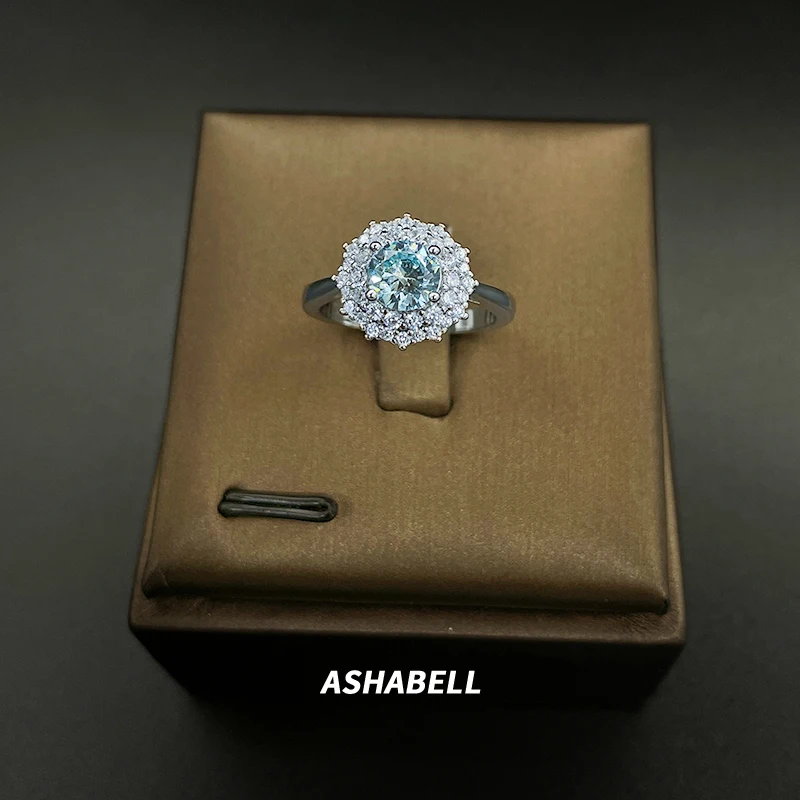Original design brilliant ornate round full diamond sapphire ring S925 sterling silver wedding engagement party jewelry