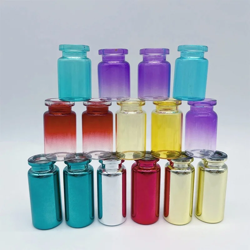 luxury 1ml 3ml 5ml 10ml electroplated glass sample vials perfume 10cc silver 20mm aluminium lids