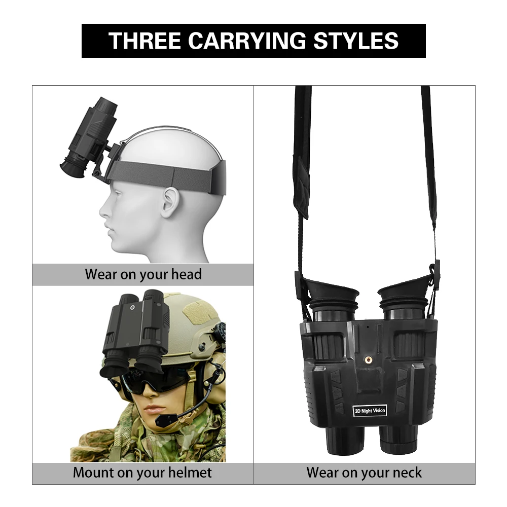 NV8000 3D Night Vision Goggles Binocular Binoculars Night Vision Hunting Googles for Helmet