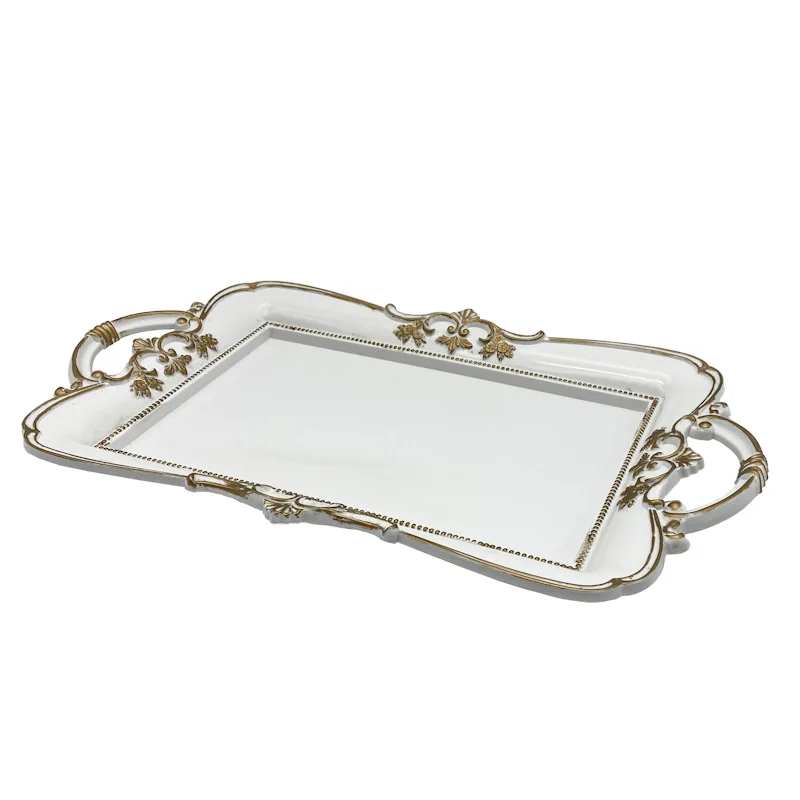 Retro Rectangle Golden manual painting Plastic Serving Tray