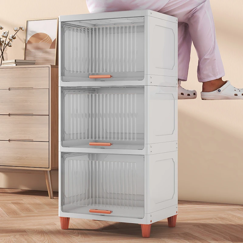 Multi-functional save space plastic storage cabinet pull out storage rack for kitchen bathroom living room