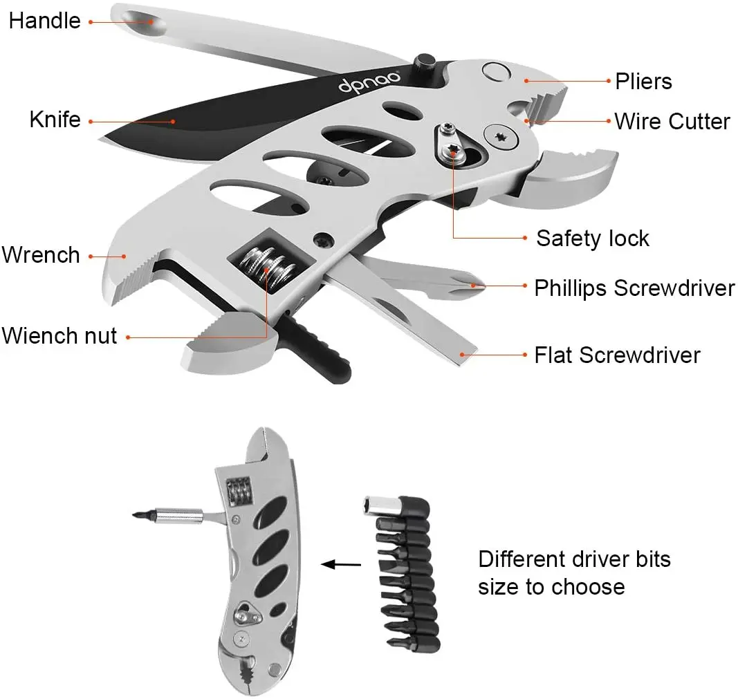 
multitool wrench adjustbale wrench multitool pocket tool with Wire Cutter Flat Screwdriver Phillips Screwdriver 