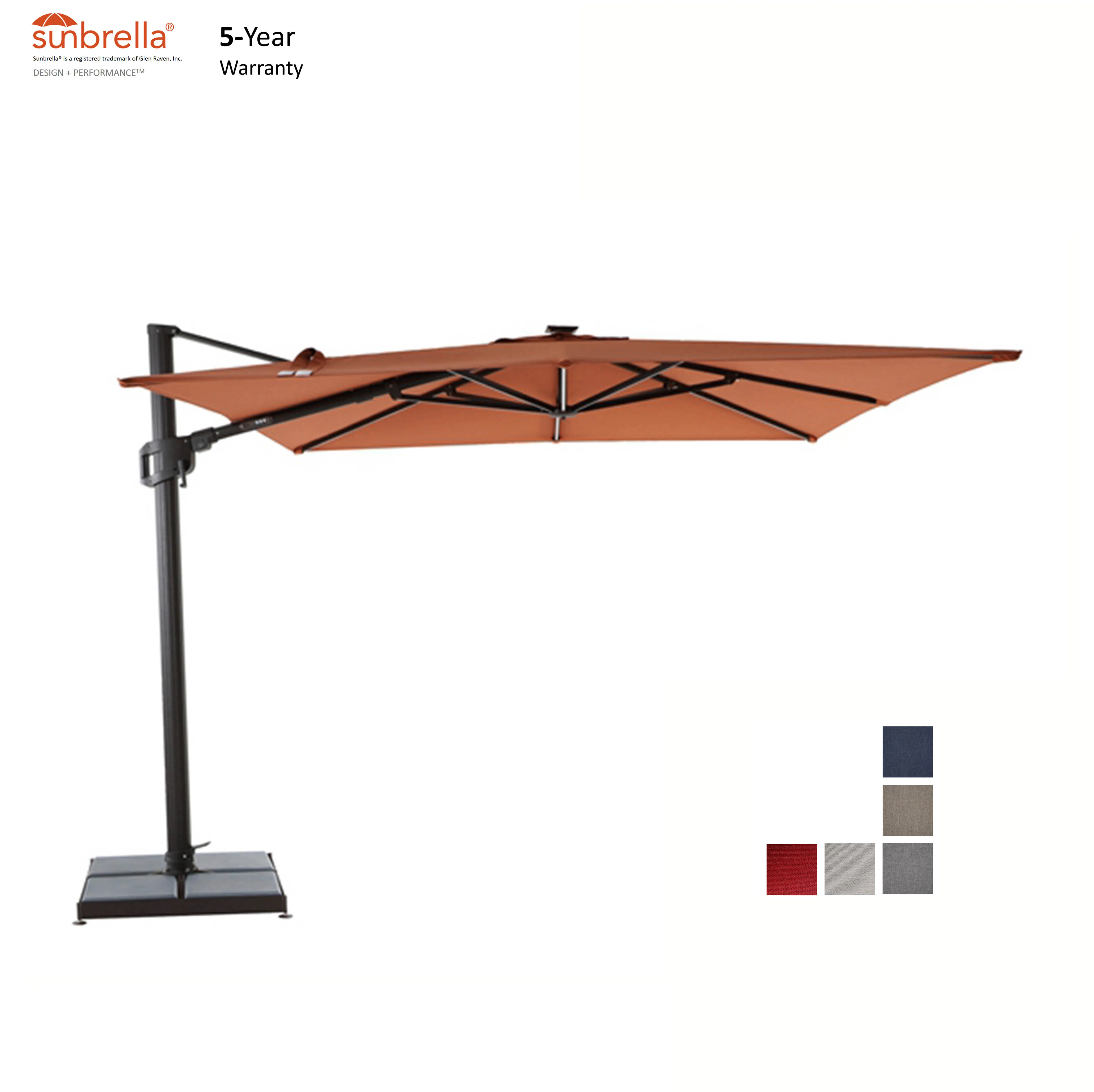 Sunbrella 10ft Square LED Fully Aluminium Foldable Beach Parasols Cafe Umbrellas Outdoor For Restaurant