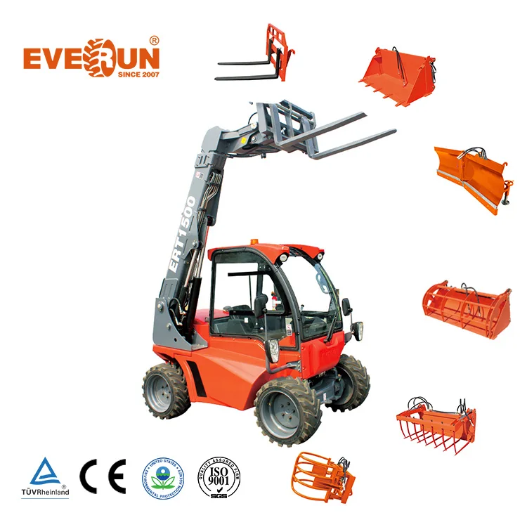 EVERUN CE EPA ERT1500 front end bucket compact telescopic wheelo loader EPA4/EURO5 1.35ton mini telehandler