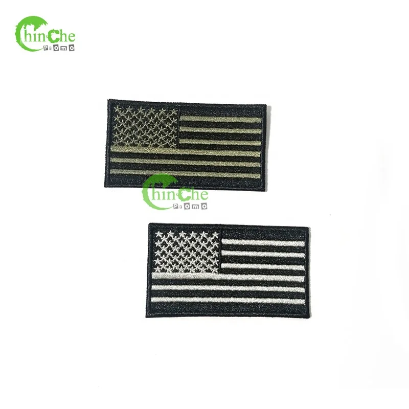 Cheap Custom US Flag Logo Fabric Embroidered Badges Iron On Flag Patches Embroidery for Clothing Bag Shoe