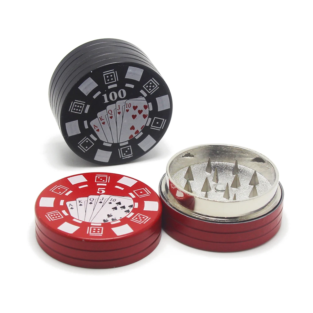 Mini Herb Smoke Grinder Hand Muller Round Dry Spice Crusher Custom Poker Card Chip Casino Gifts Wholesale Magnetic Tobacco Grind