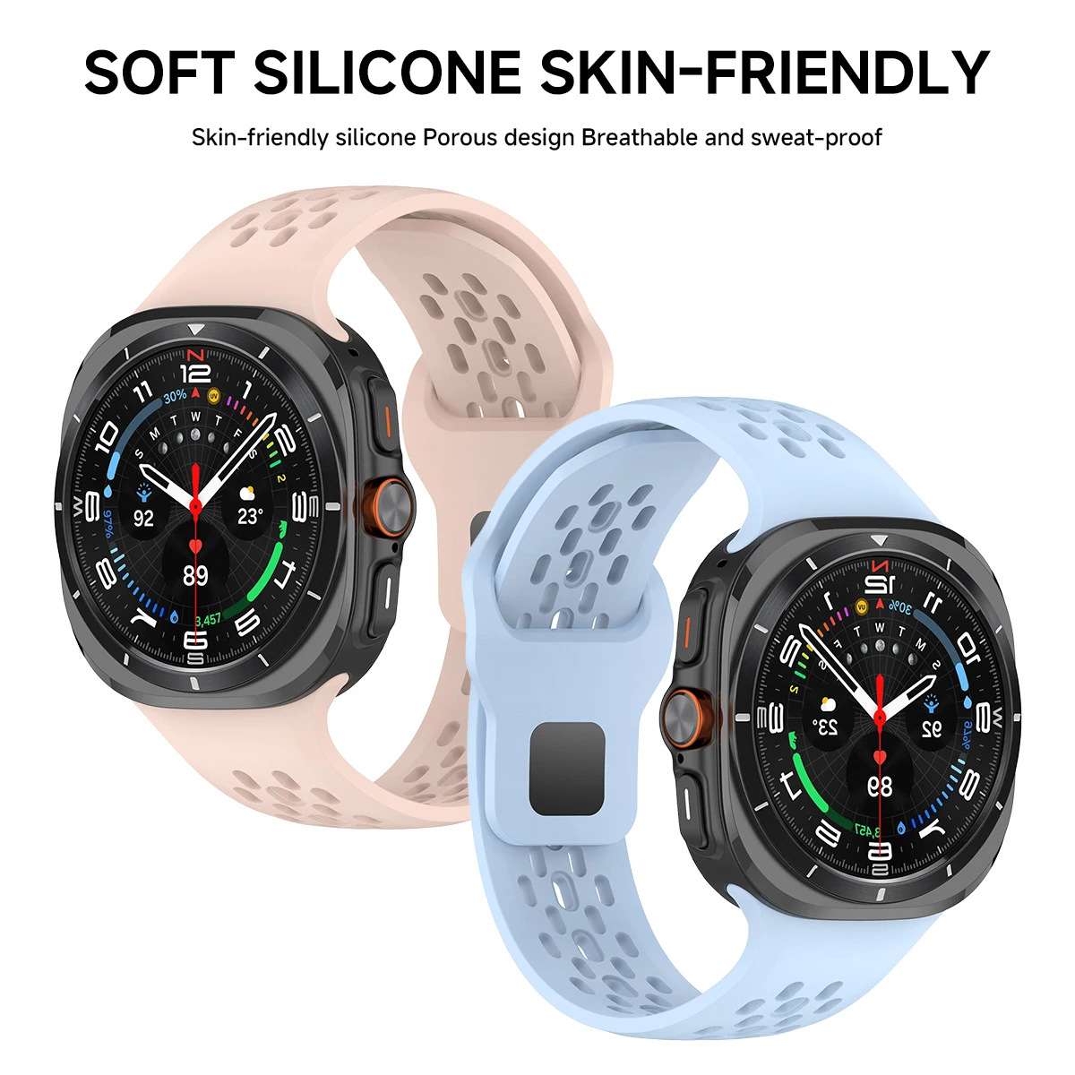 Soft Breathable Silicone Band for Samsung Galaxy Watch 7 Ultra 47mm Sports Loop Strap No Gaps Bracelet for GALAXY 7 ULTRA 47MM