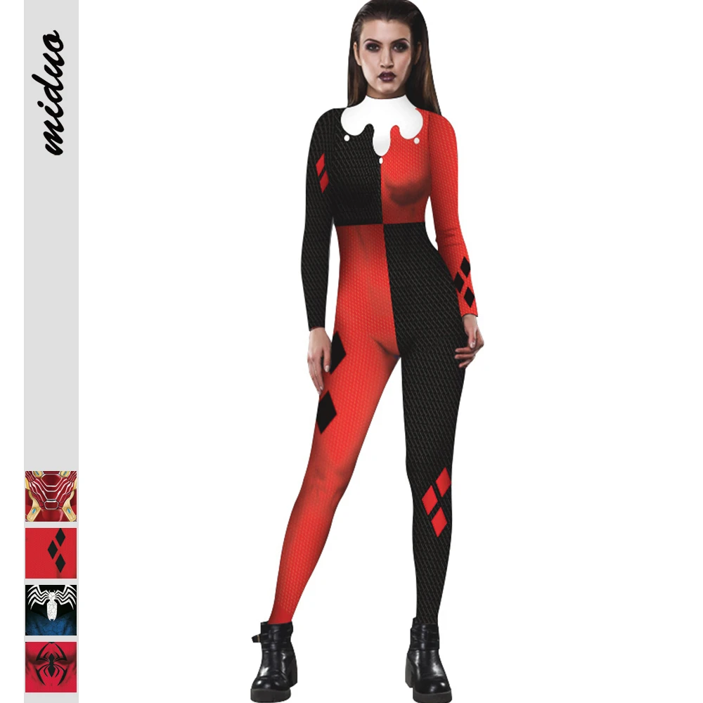 Wholesale fashion popular clown bone pattern trend personality alternative pattern bodysuit ladies one-piece