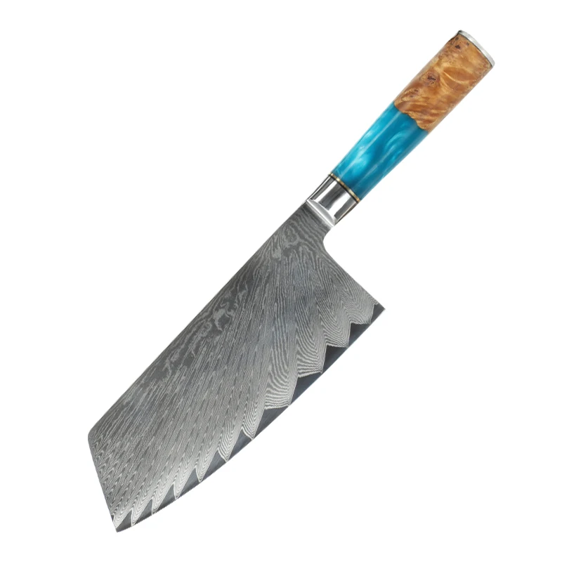 TUOMEI Meat Cleaver 7 Inch Butcher Bone Knife Chopping Knife Damascus Chinese Kitchen Knife