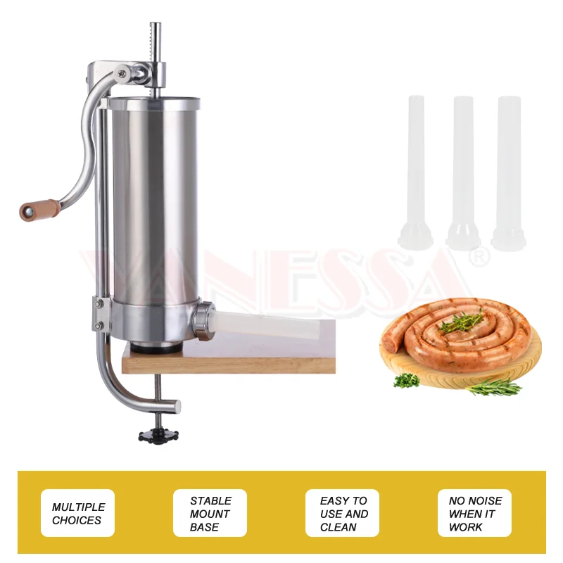 6 фунтов вертикальный бытовой Наполнитель из нержавеющей стали для сосисок с 4 трубками для сосисок пищевого класса