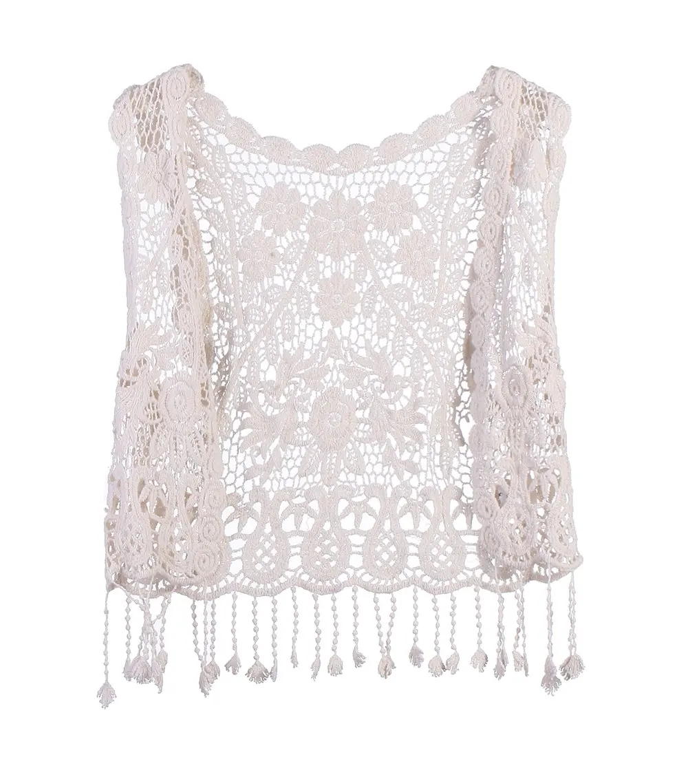 Toddler Kids Baby Girls Lace Crochet Hollow Out Cardigan Vest Tops Tassels Blouse Waistcoat