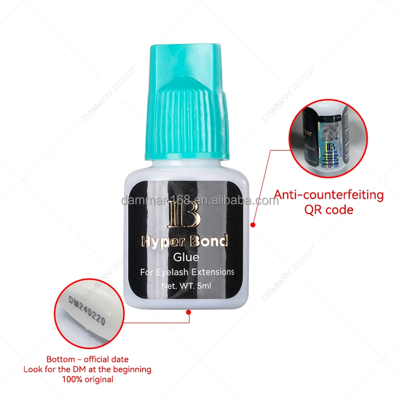 Korea IB Ibeauty Hyper Bond Glue Strong 0.5s 5ml Fast Drying IB Cyan Cap Glue 7 Weeks Retention Grafted Eyelash Extensions Glue
