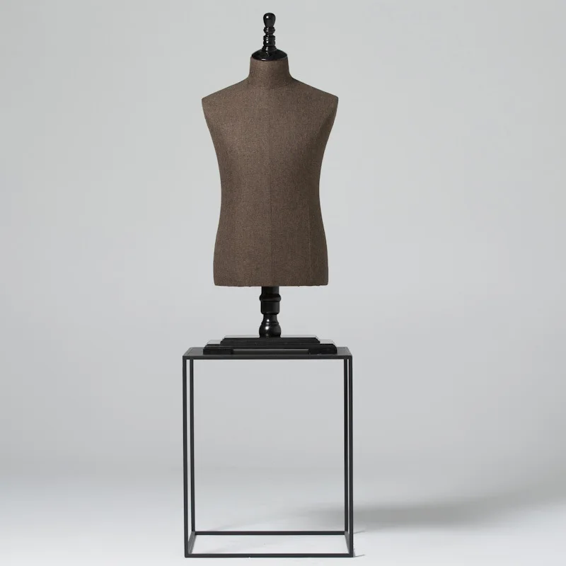 Hot fashion half body size male bust dress form mannequins with wheels stand, wholesale fabric wrapped mannequin factory