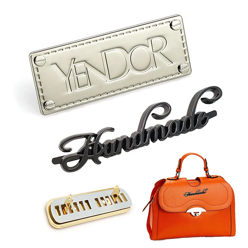 custom brand name metal lettering logo label sewmetal label hijb label for bags