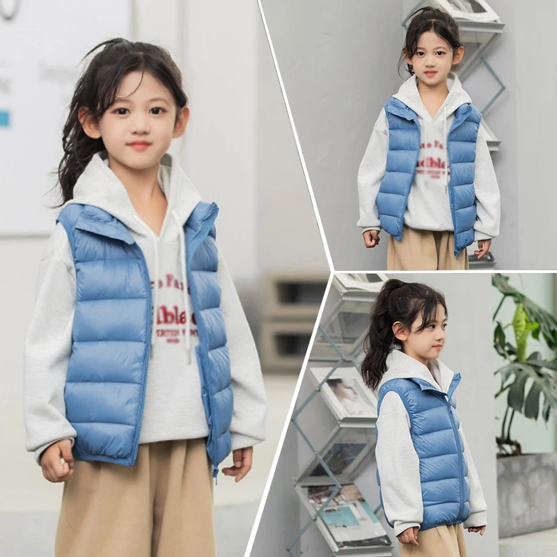 Wholesale Autumn  winter children outer wear solid 100-170 kids puffer waistcoat boys girls down vest