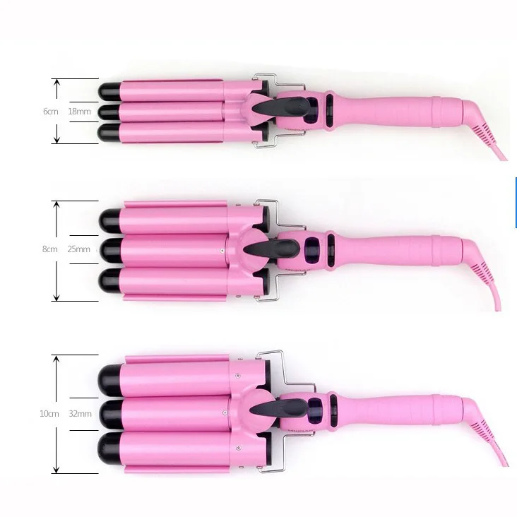 3 Barrels Curling Iron Hair Waver for Deep Waves Professional Ceramic Fast Heating Hair Curler Wand Large Wave Perm Splint 25mm