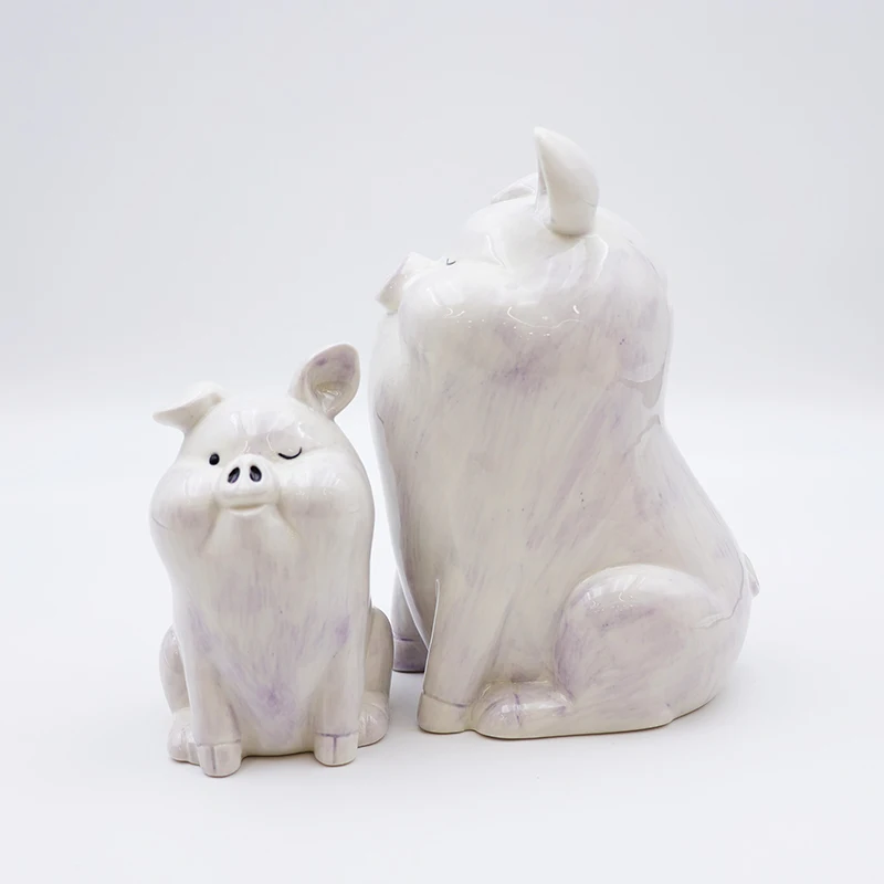 Wholesale kids for birthday gift piggy bank custom children cute white ceramic pig shape money and coin piggy bank