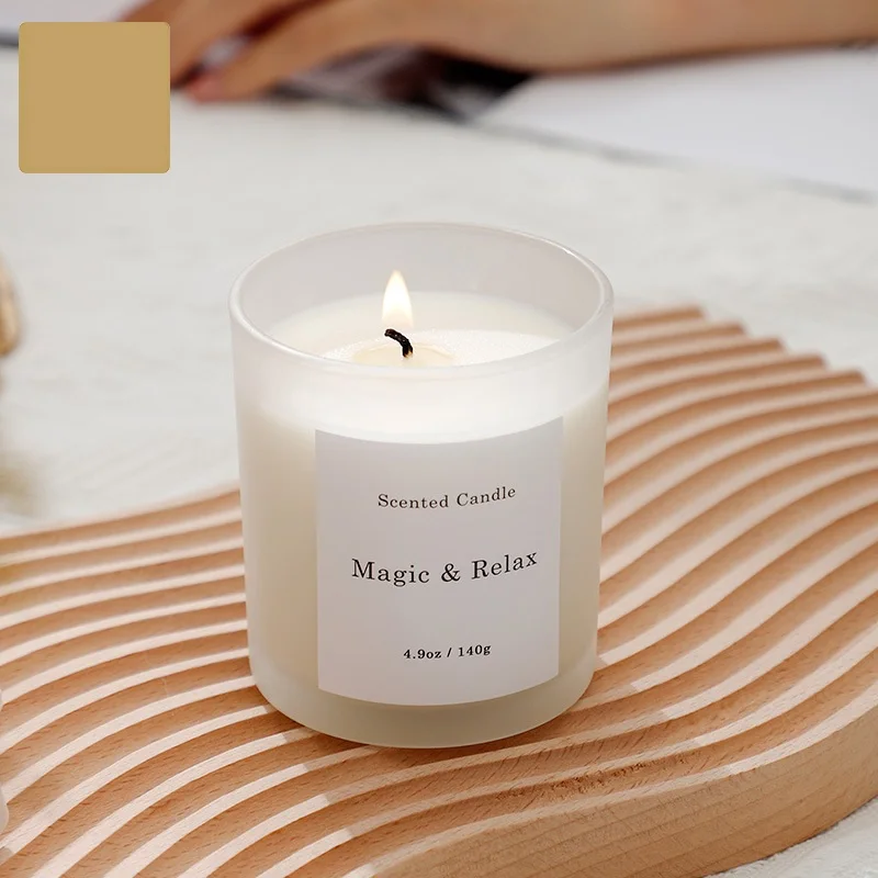 Graduation Wedding Gift Hot Sale Wooden Lid Frosted Cup Soy Wax Organic Candle Scented