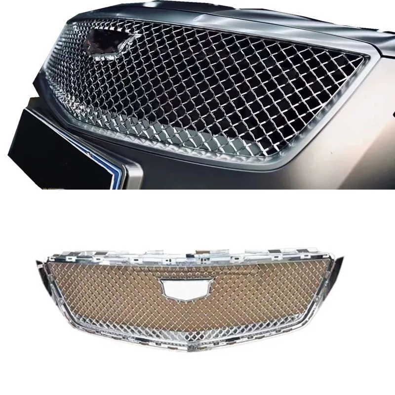 Silver Front Grille for Cadillac XTS 2018-2019 Car Bumper Grille Racing Grills with Logo Auto Accessories Body Parts