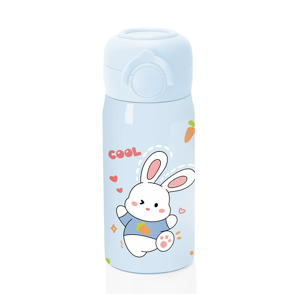 Cute Cartoon Kids 350ml 12oz Stainless Steel Thermos Cup Students DIY Water Bottles