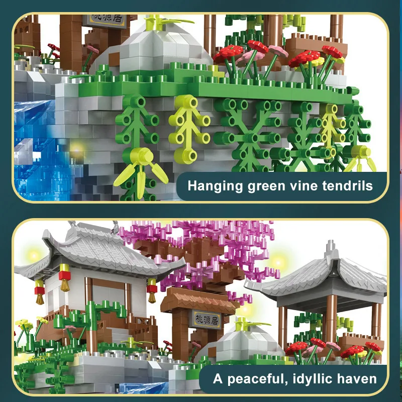 Unisex Peach Blossom Pond DIY Construction Toy Educational Plastic Building Block Set for Ages 5-7 Years