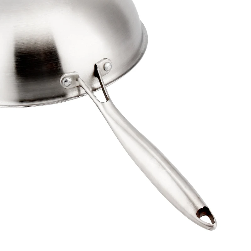 Kitchen Cooking 30/32/34Cm Stainless Steel Wok With Cover Skillet Frying Pan Wok Pan