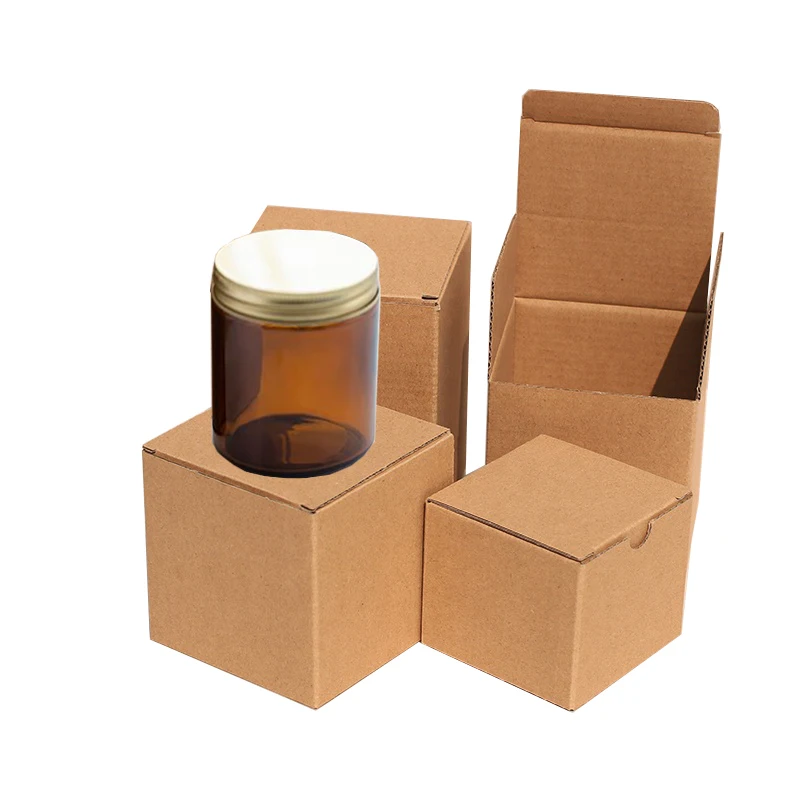 Hot Sale Kraft Paper Box For Gift Recycled Candle Box Packaging Printing Corrugated Cardboard Kraft Box For Jar Bottle