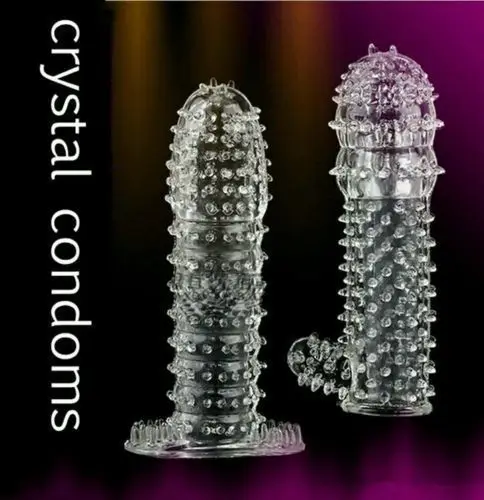 
Hot Selling Men TPE Crystal Reusable Extension Penis Sleeve Condom 