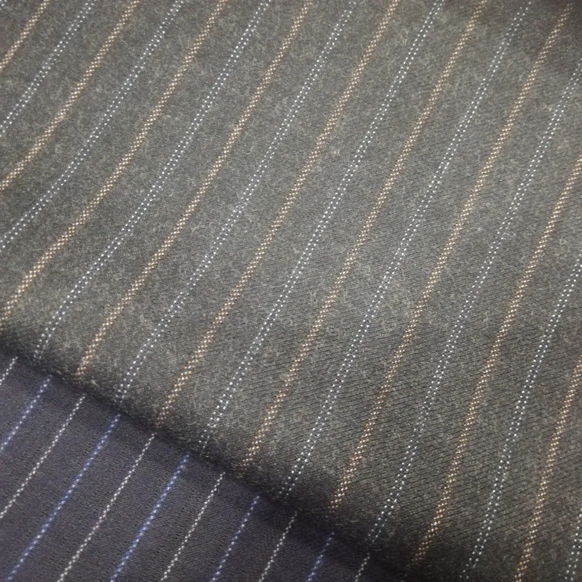 Stripes Garment Stripe COMBED Wool  Polyester Blended Fabric