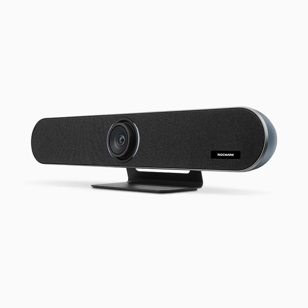 Rocware 120 ° 4K wireless video bar 20 million pixel, support speaker voice tracking  bulit-in 4 mics 10 meters voice pickup up