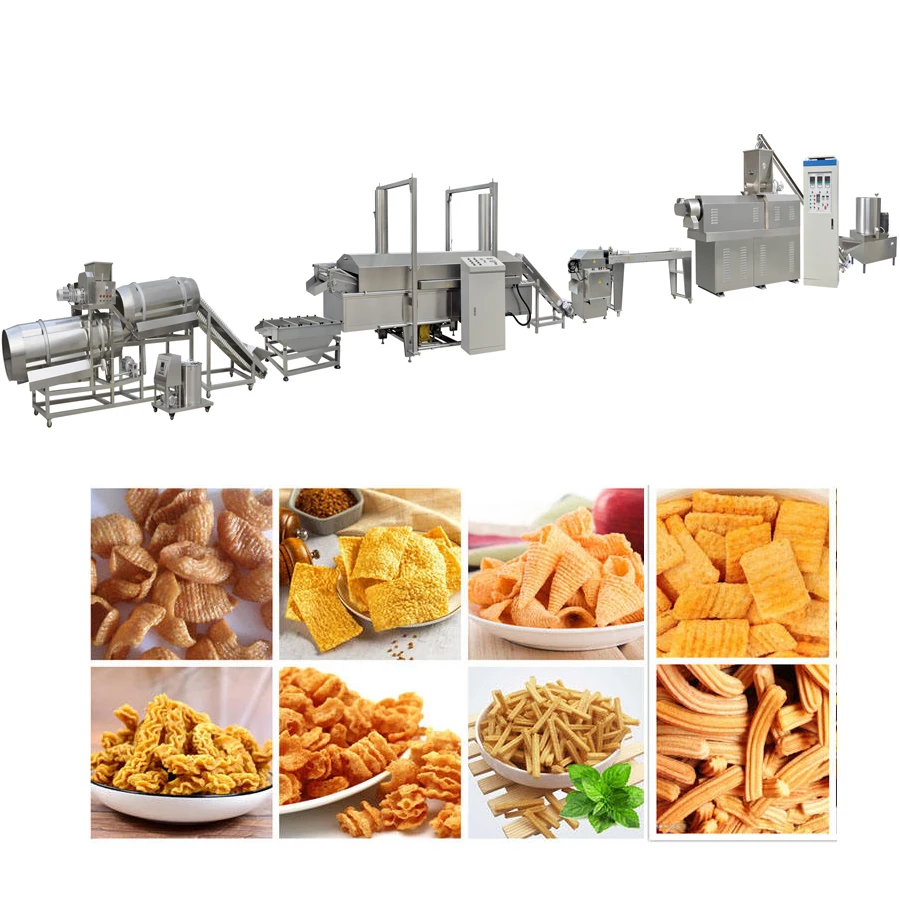 Extruder Fried snacks bugles chips making machine  2D 3D pellets semi-products Frying food production line
