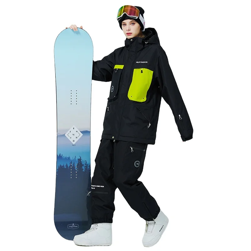 Snow Clothing 2 Piece Of Ski Suit Sets Outdoor Sports Waterproof Jacket With Hood And Pants Snowboarding Wear Ski Wear