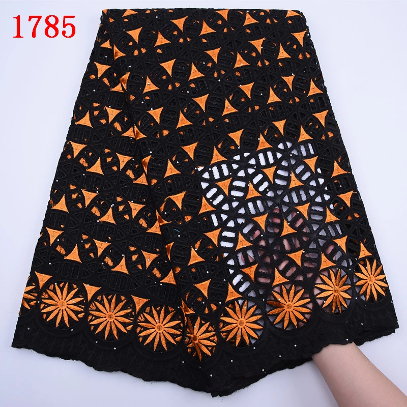 Африканская сухая хлопчатобумажная кружевная ткань с вышивкой 100% швейцарская вуаль хлопчатобумажная кружевная ткань для вечернего платья 1785