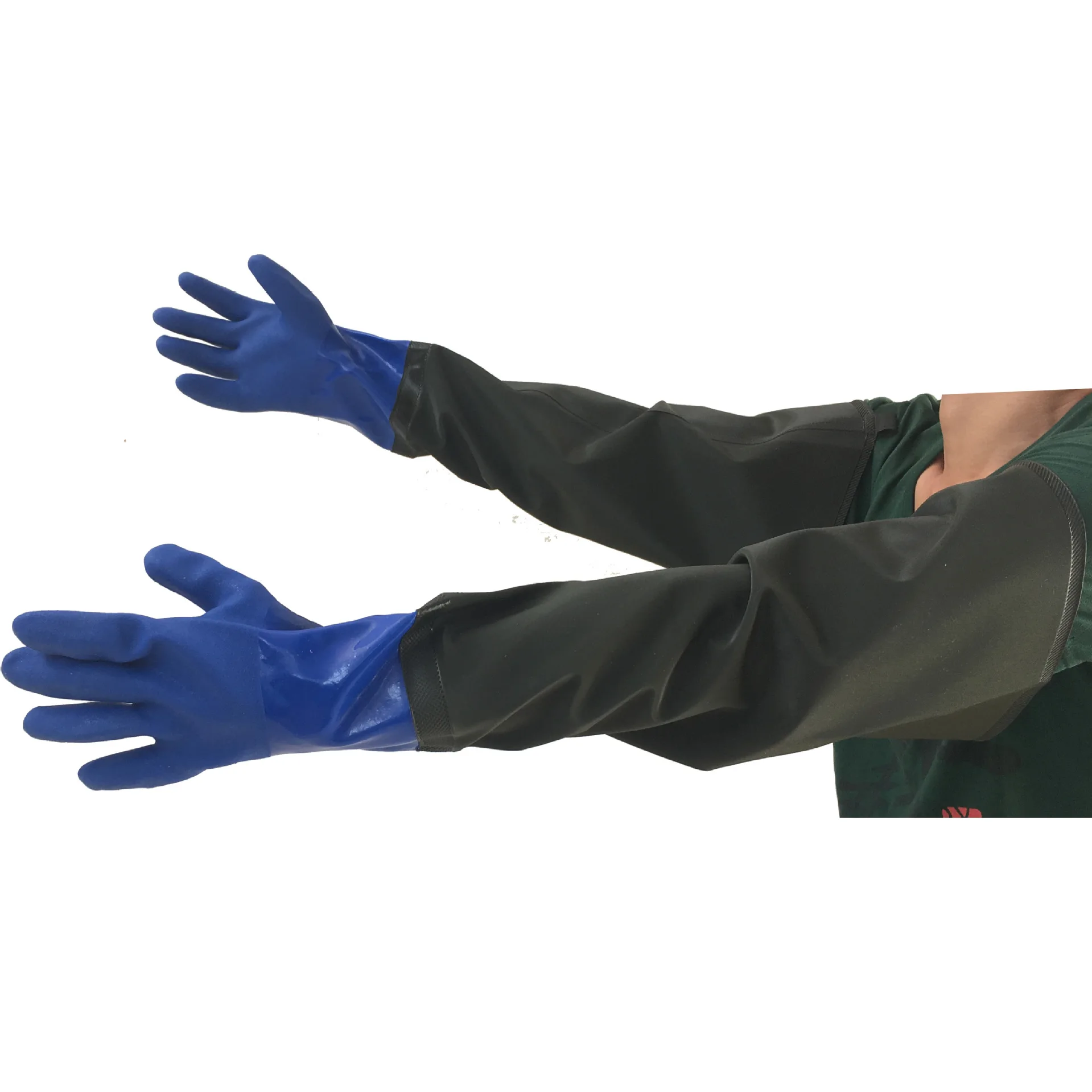 Fishing waterproof gloves aquatic lengthening catch fish thickened with velvet protection rubber non-slip car wash gloves