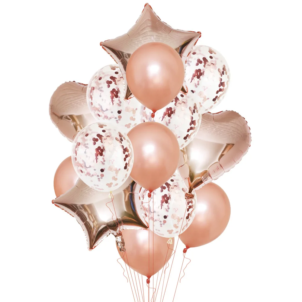 Balloons suppliers 14pcs wedding birthday balloons party decoration confetti foil balloon