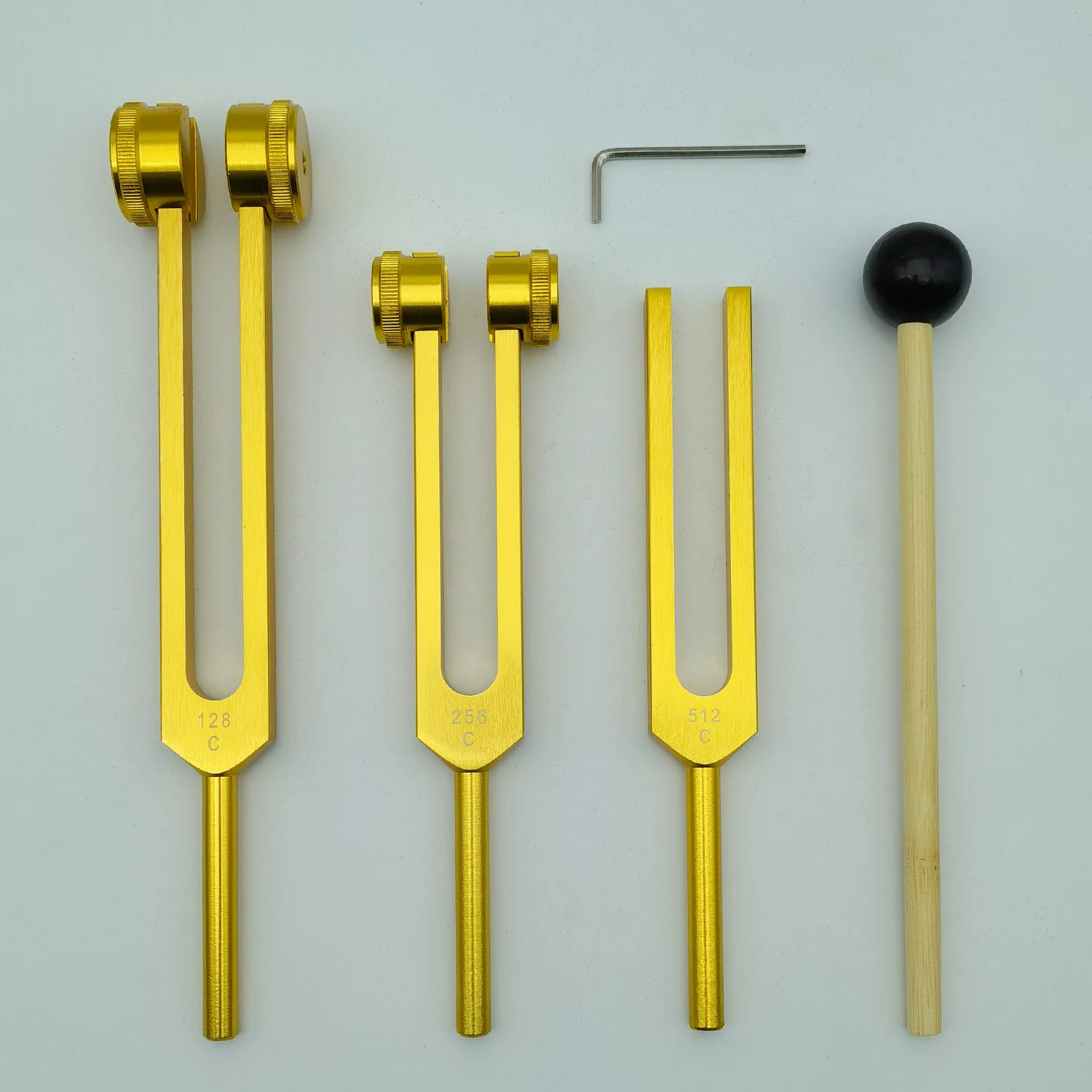 Wholesales 128HZ 256HZ 512HZ aluminium alloy tuning fork set tuning fork silver or gold 3 or 4 tuning forks with base